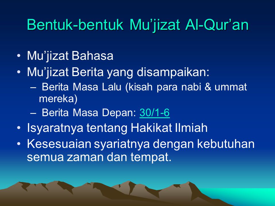 Bentuk-bentuk Mu’jizat Al-Qur’an