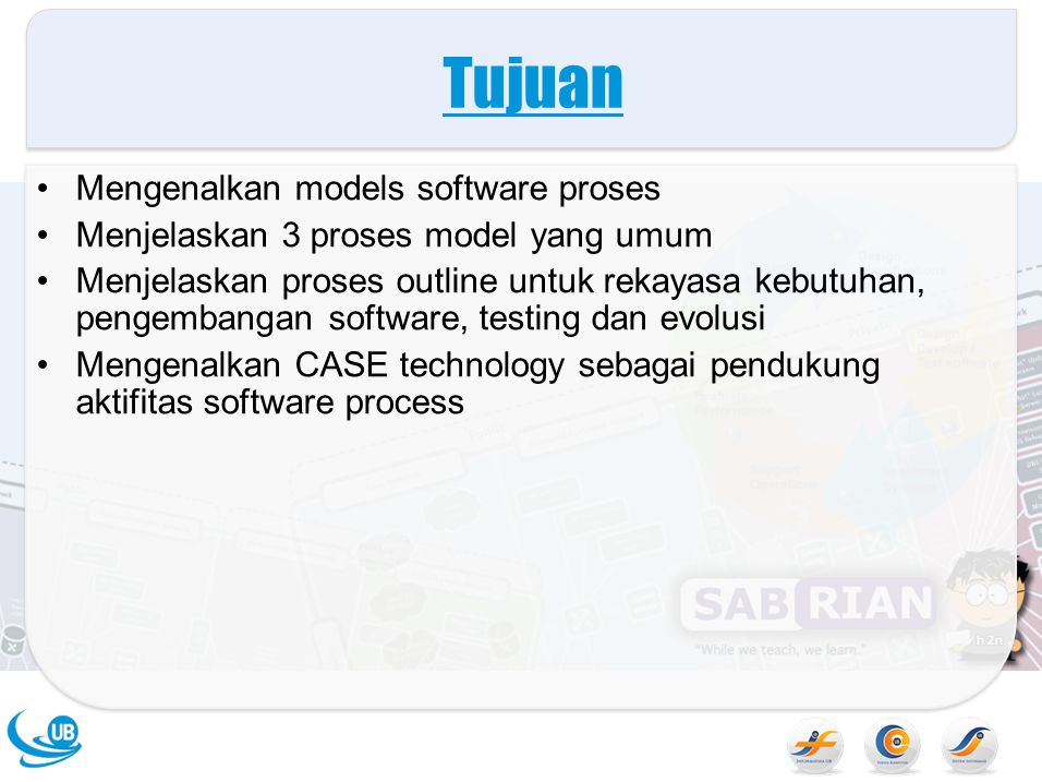 Tujuan Mengenalkan models software proses