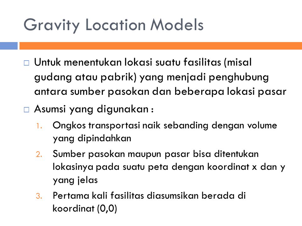 Gravity Location Models