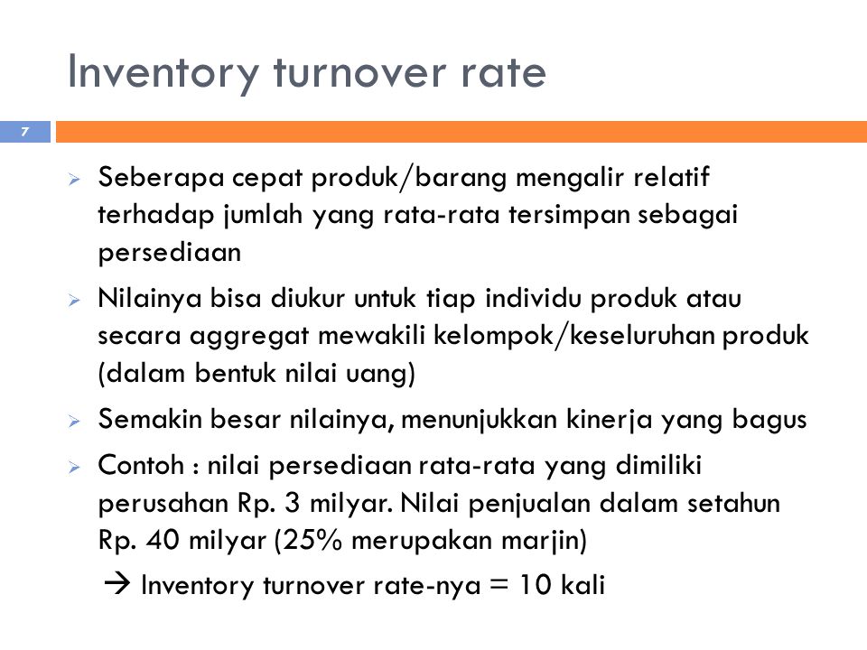 Inventory turnover rate