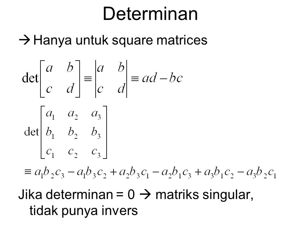 Determinan Hanya untuk square matrices