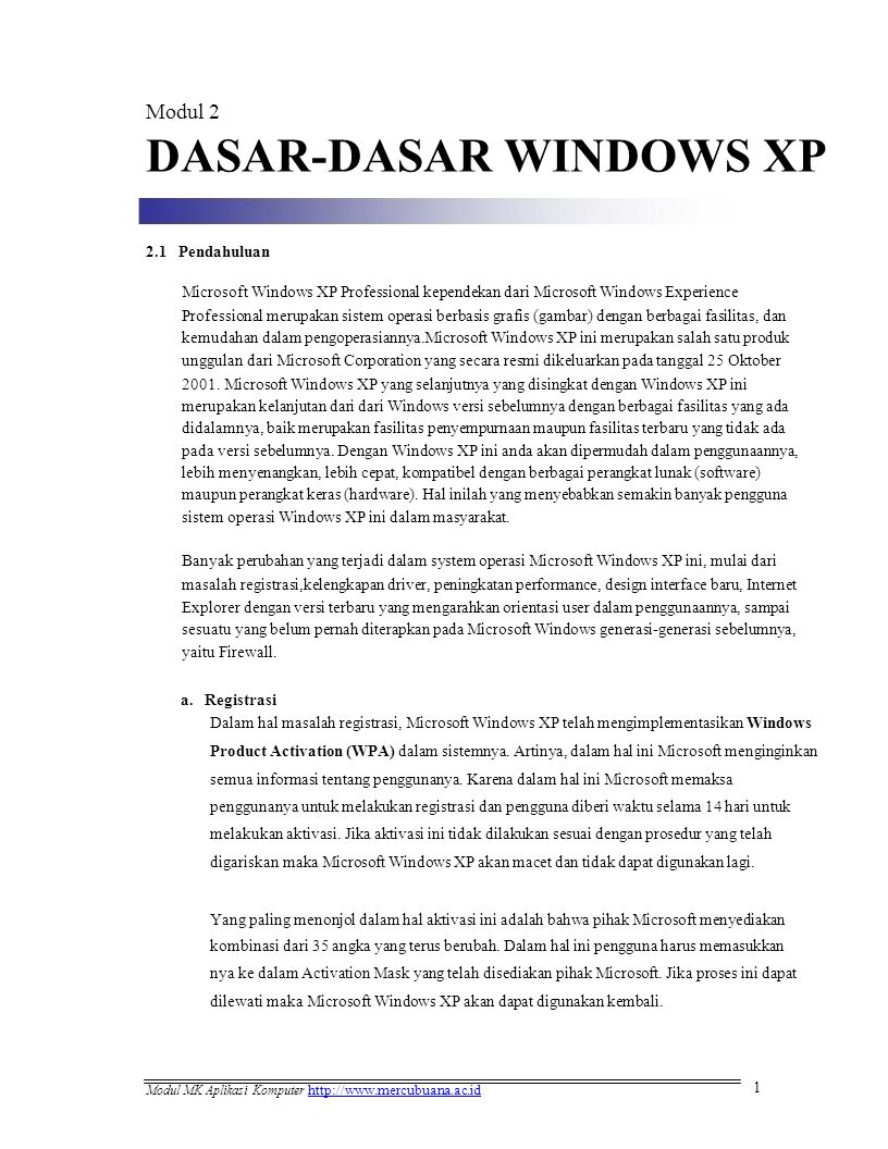 DASAR-DASAR WINDOWS XP