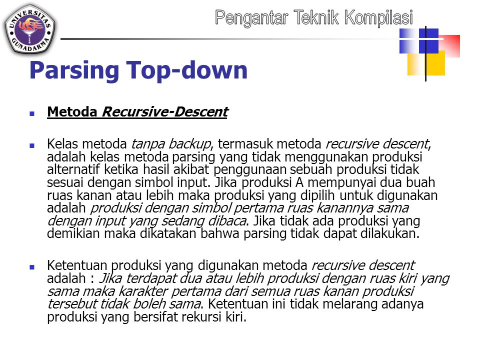 Parsing Top-down Metoda Recursive-Descent