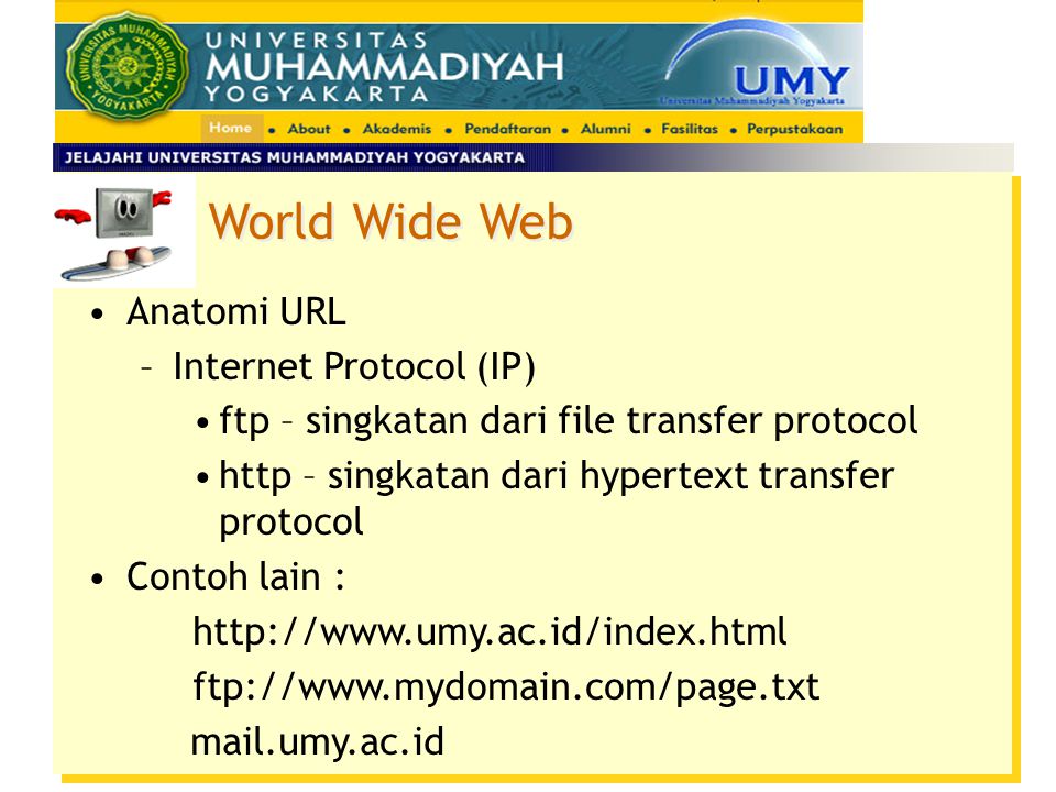 World Wide Web Anatomi URL Internet Protocol (IP)