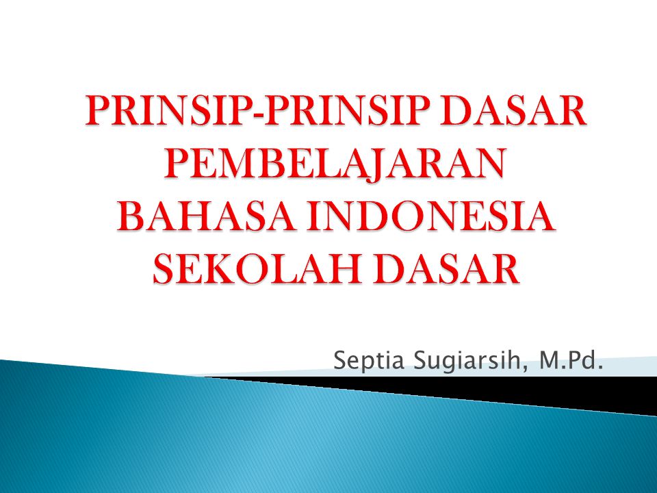 PRINSIP-PRINSIP DASAR PEMBELAJARAN BAHASA INDONESIA SEKOLAH DASAR