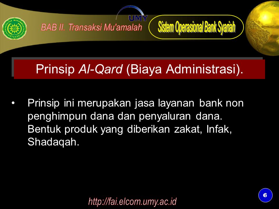 Prinsip Al-Qard (Biaya Administrasi).