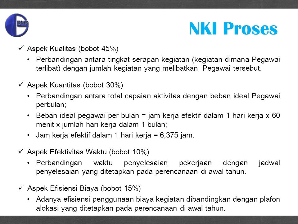 NKI Proses Aspek Kualitas (bobot 45%)