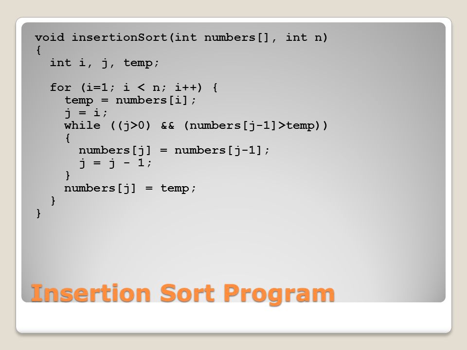 Insertion Sort Program