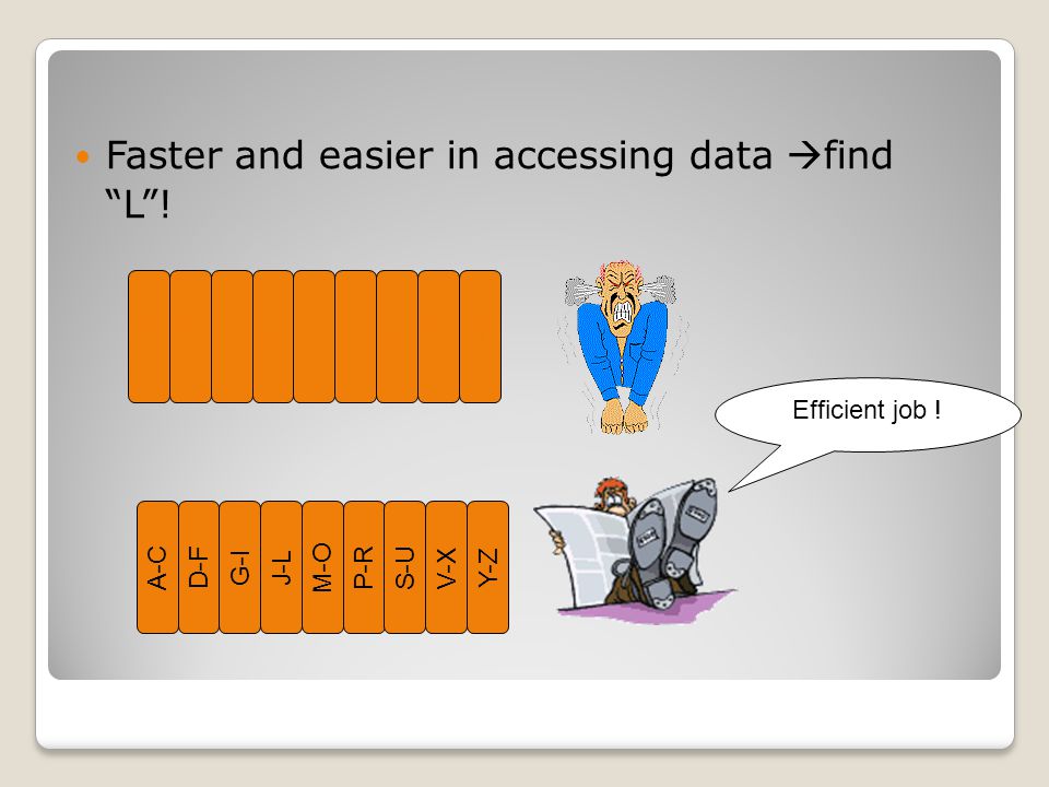 Faster and easier in accessing data find L !