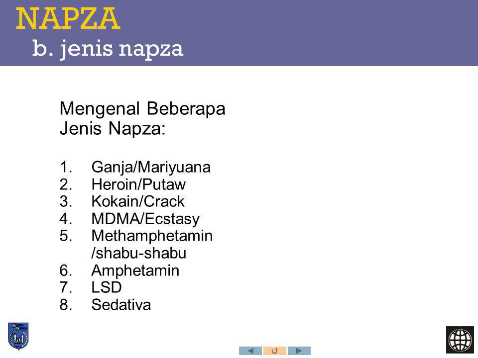 NAPZA b. jenis napza Mengenal Beberapa Jenis Napza: Ganja/Mariyuana