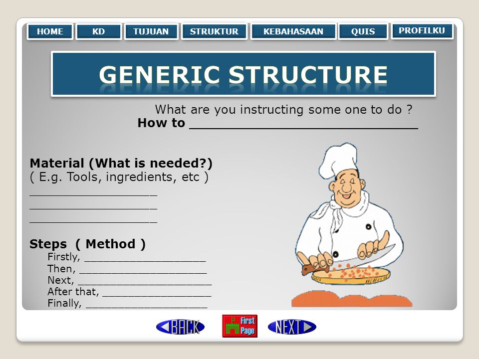 Generic Structure What are you instructing some one to do