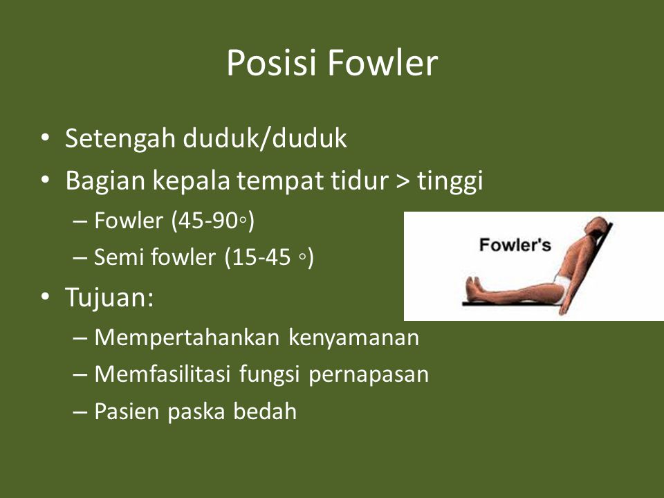 Posisi Fowler Setengah duduk/duduk