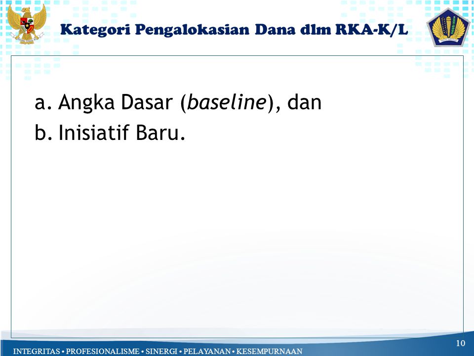 Kategori Pengalokasian Dana dlm RKA-K/L