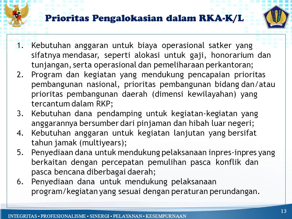 Prioritas Pengalokasian dalam RKA-K/L