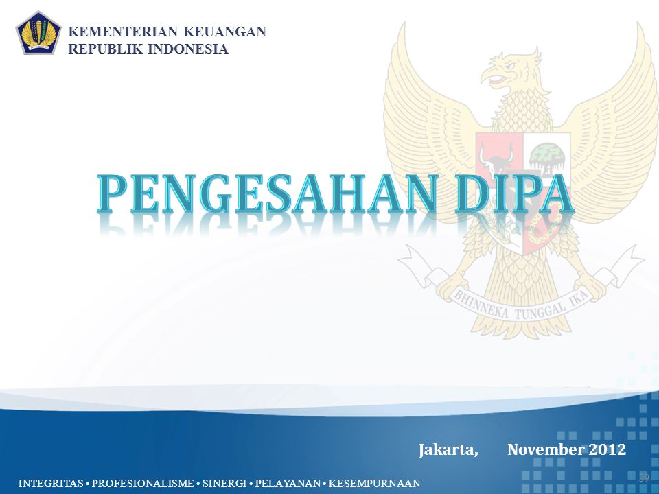 Pengesahan DIPA Jakarta, November 2012