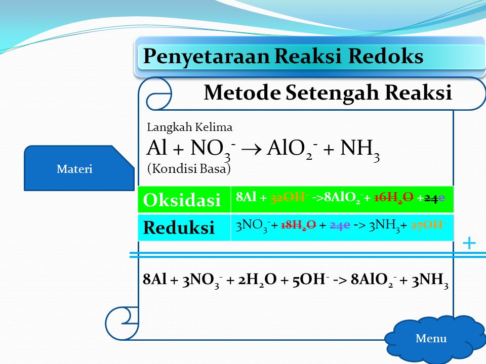 + Penyetaraan Reaksi Redoks Metode Setengah Reaksi Oksidasi Reduksi
