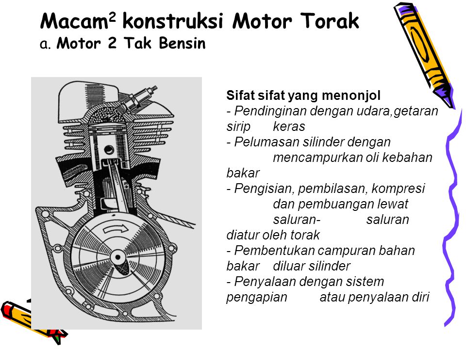 Macam2 konstruksi Motor Torak a. Motor 2 Tak Bensin