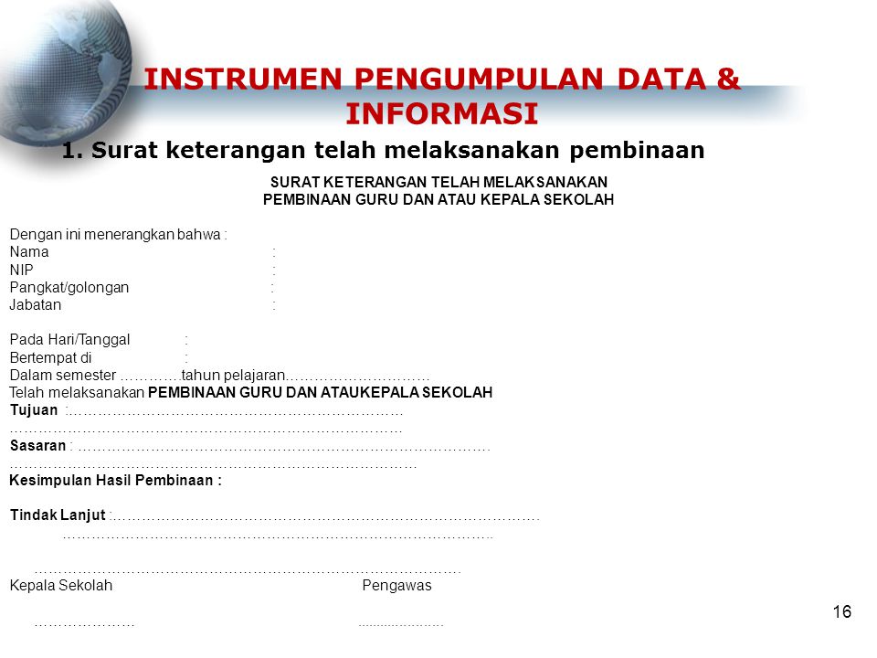 INSTRUMEN PENGUMPULAN DATA & INFORMASI
