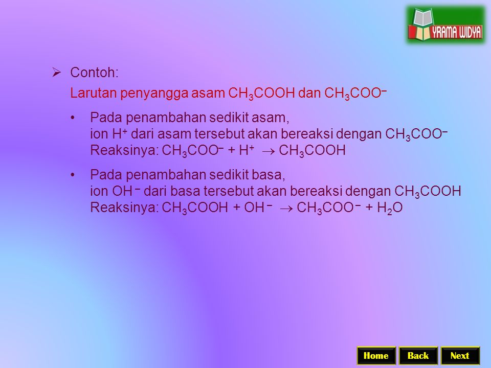 Larutan penyangga asam CH3COOH dan CH3COO–