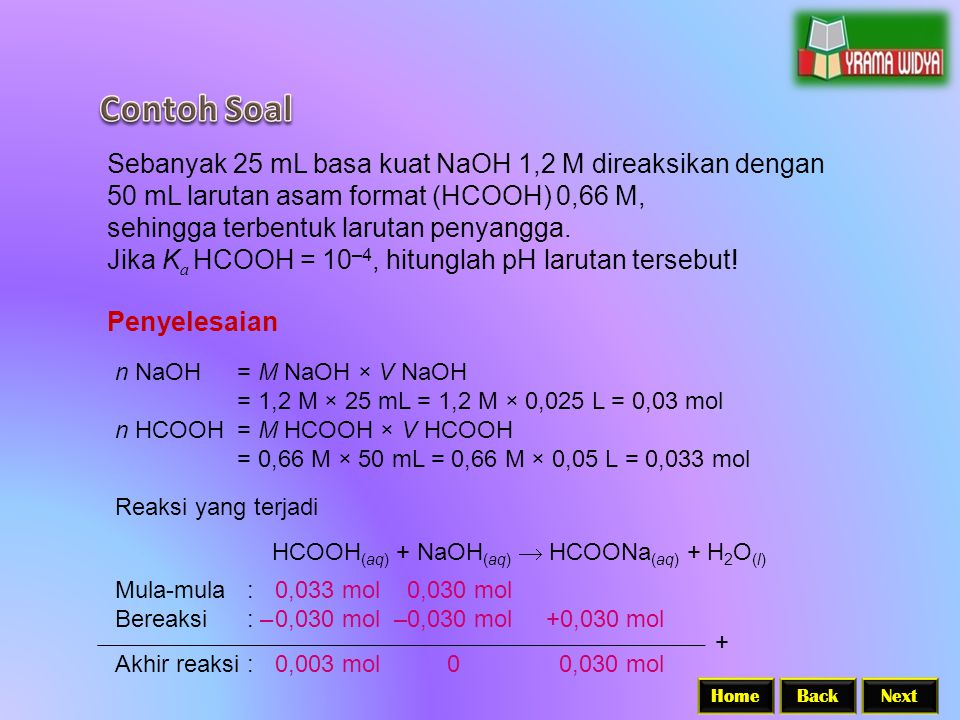 Contoh Soal Sebanyak 25 mL basa kuat NaOH 1,2 M direaksikan dengan