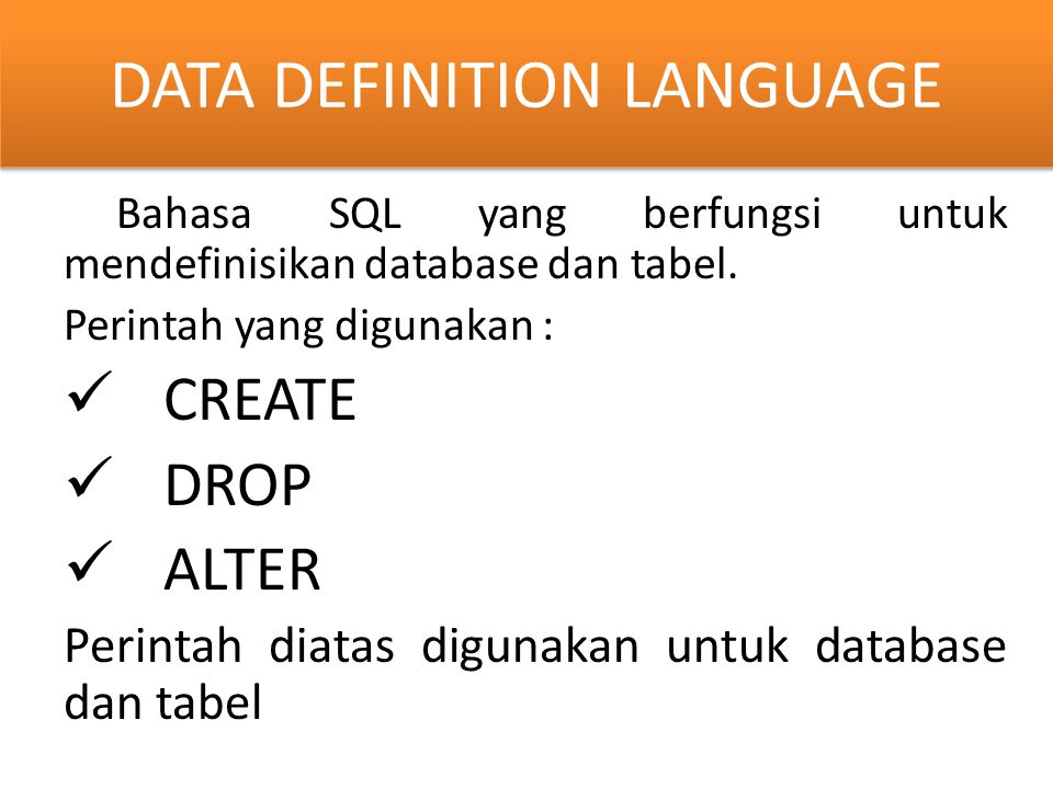 DATA DEFINITION LANGUAGE