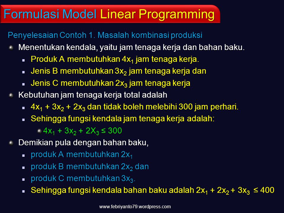 Formulasi Model Linear Programming