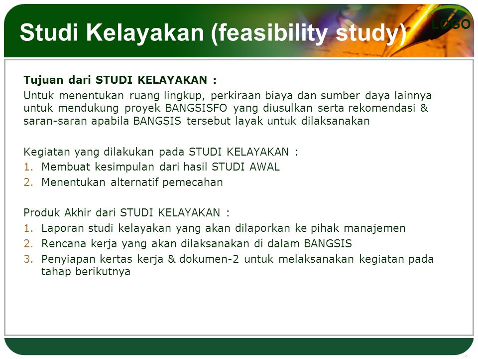 Studi Kelayakan (feasibility study)