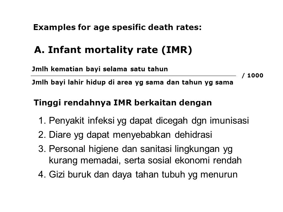 A. Infant mortality rate (IMR)