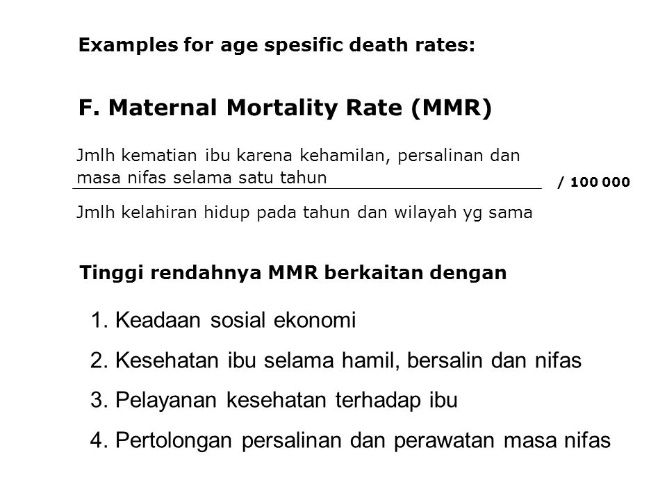 F. Maternal Mortality Rate (MMR)