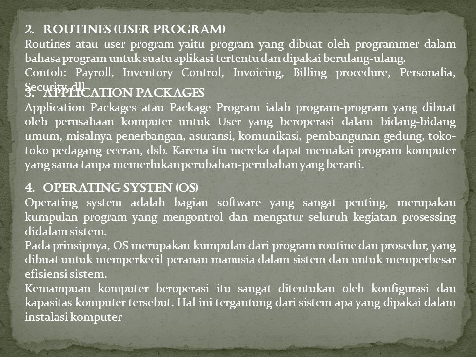 Routines (User Program)