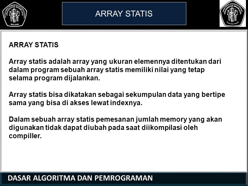 ARRAY STATIS ARRAY STATIS