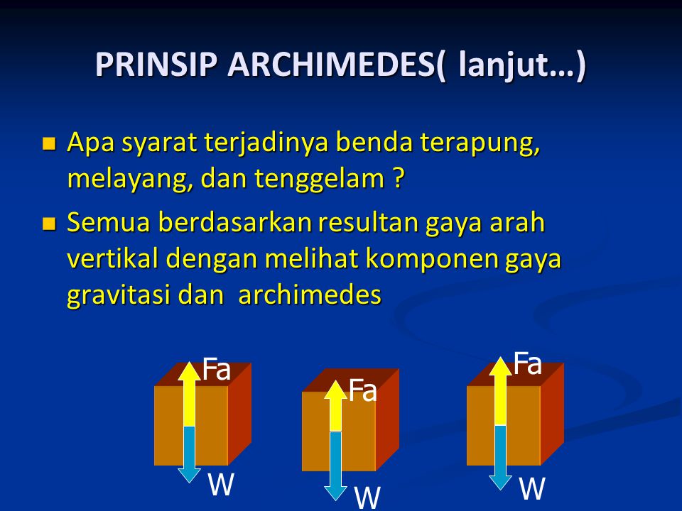 PRINSIP ARCHIMEDES( lanjut…)