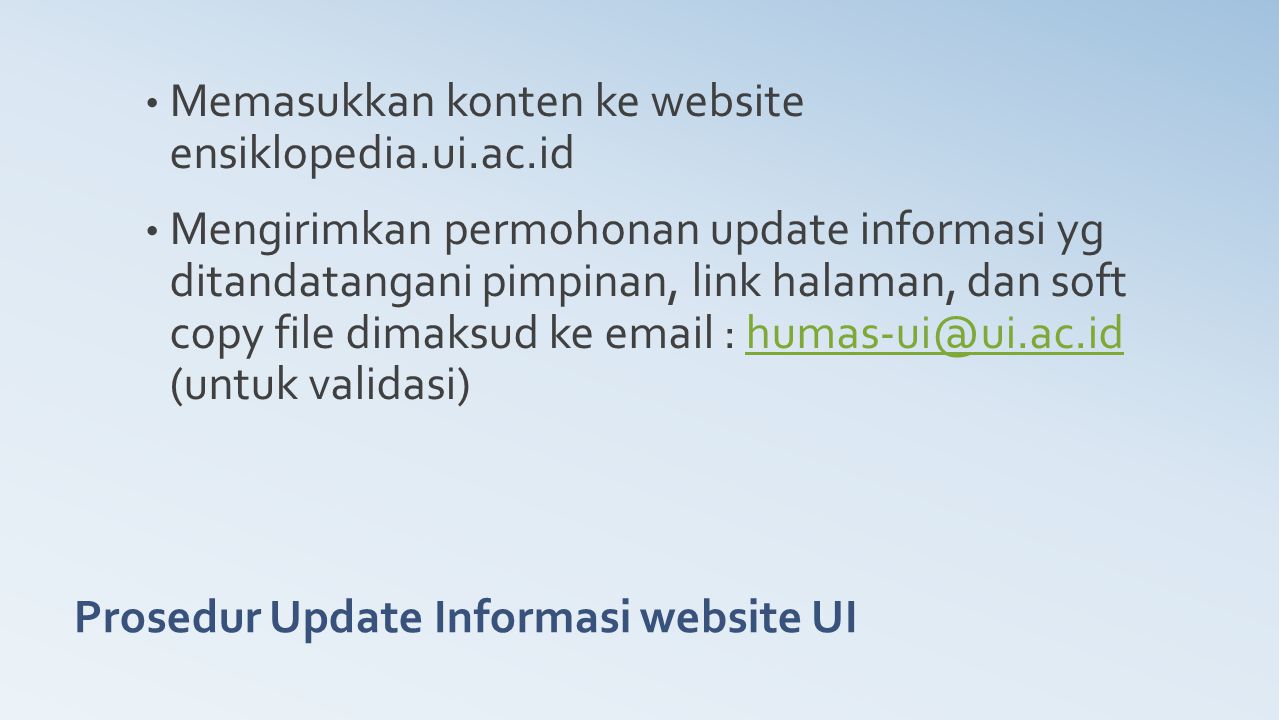Prosedur Update Informasi website UI