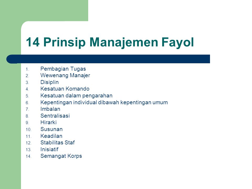 14 Prinsip Manajemen Fayol
