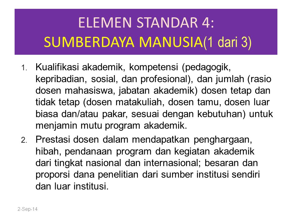 ELEMEN STANDAR 4: SUMBERDAYA MANUSIA(1 dari 3)