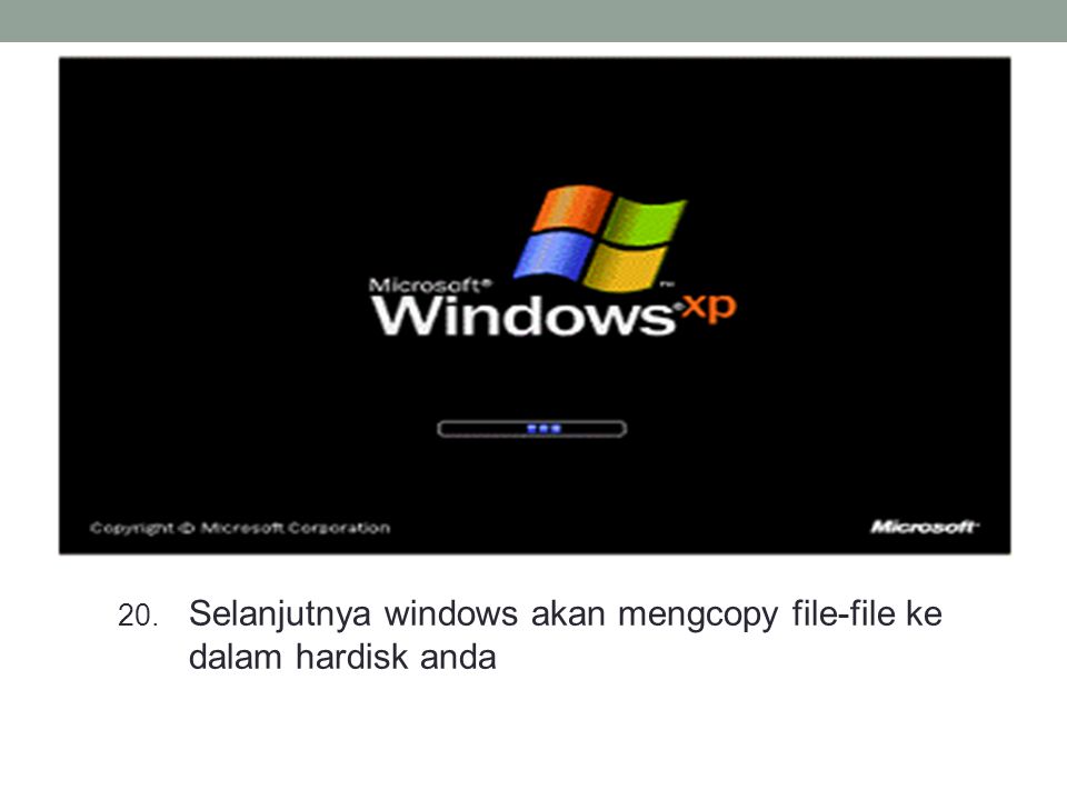 Selanjutnya windows akan mengcopy file-file ke dalam hardisk anda