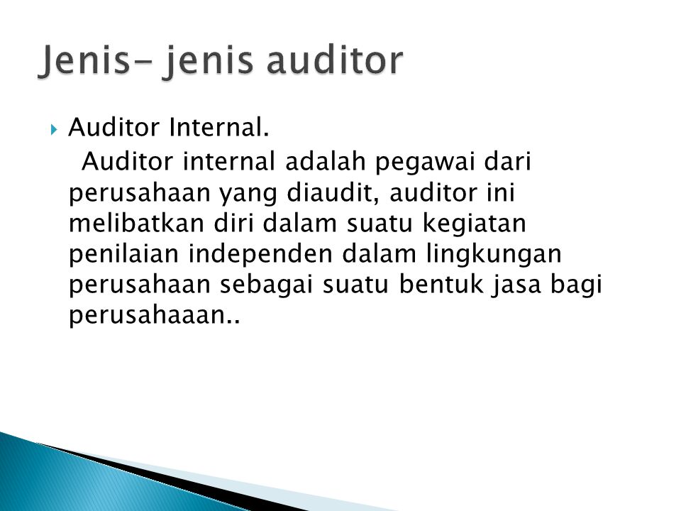 Jenis- jenis auditor Auditor Internal.