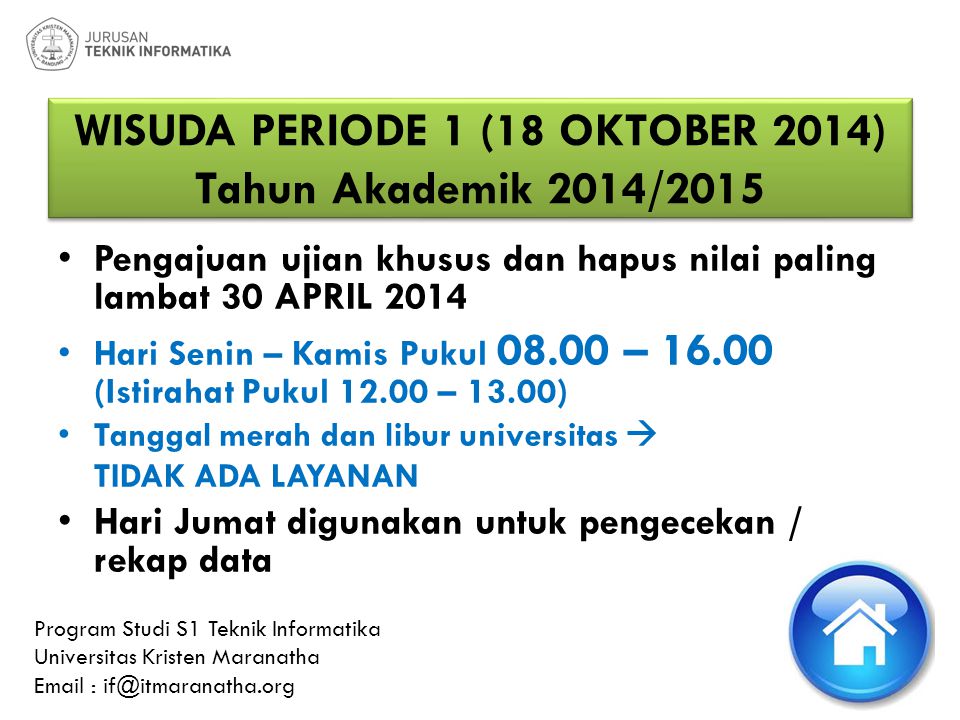 WISUDA PERIODE 1 (18 OKTOBER 2014) Tahun Akademik 2014/2015