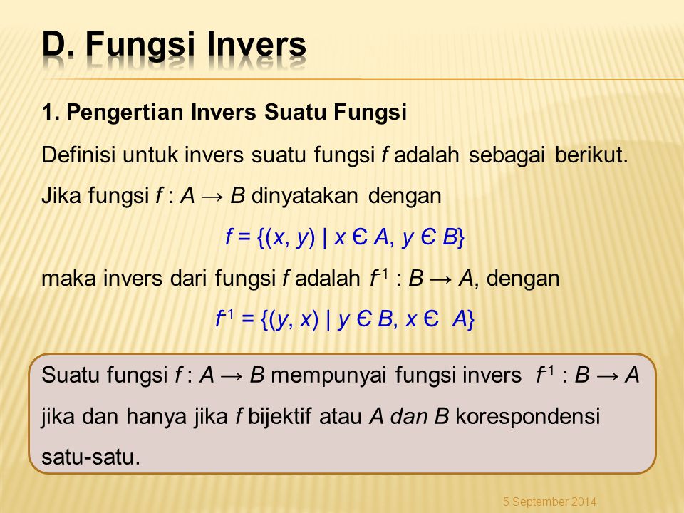 D. Fungsi Invers