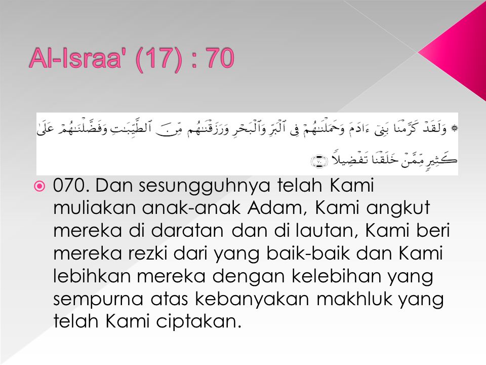 Al-Israa (17) : 70