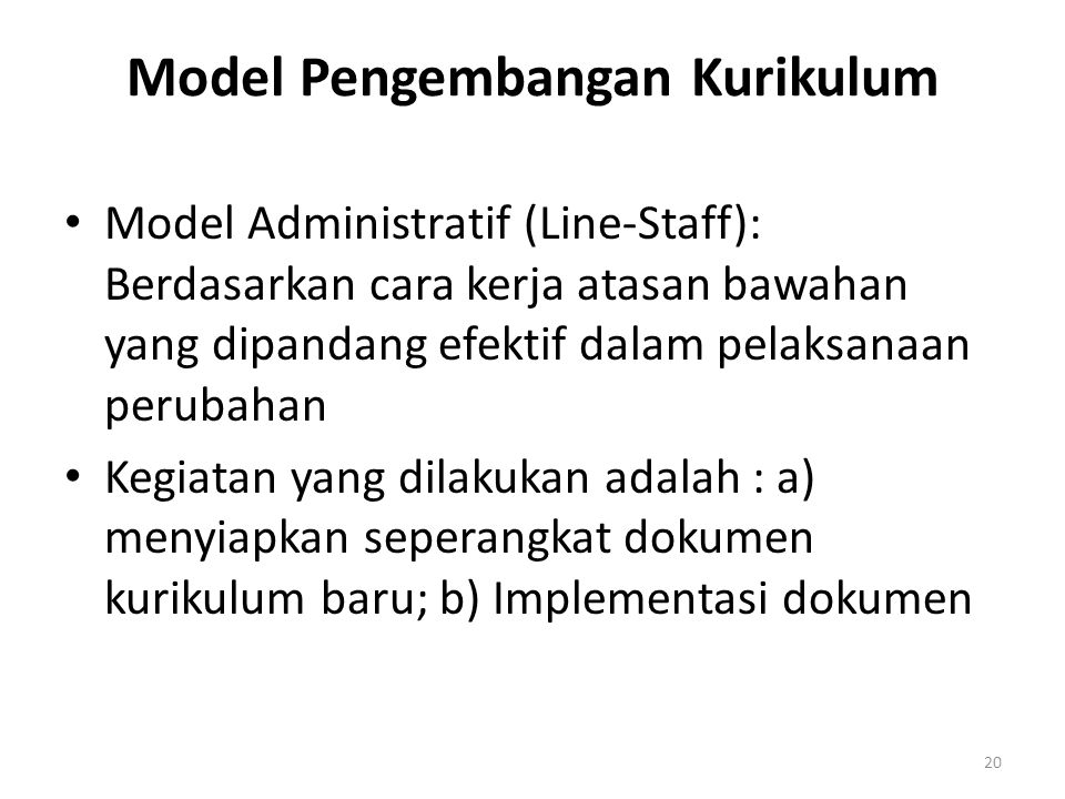 Model Pengembangan Kurikulum