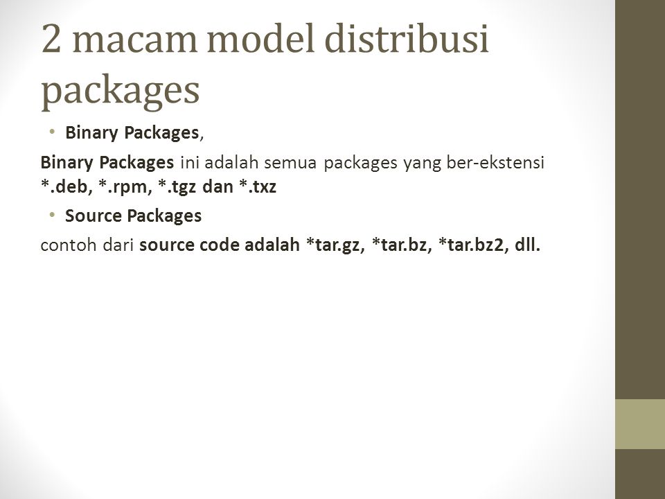 2 macam model distribusi packages