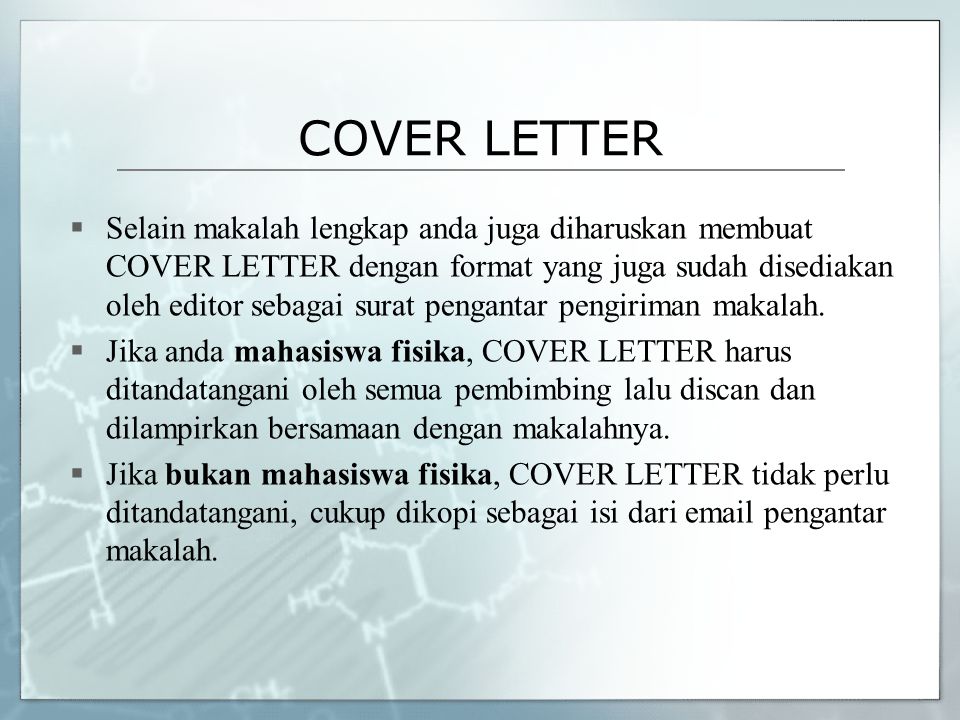 COVER LETTER