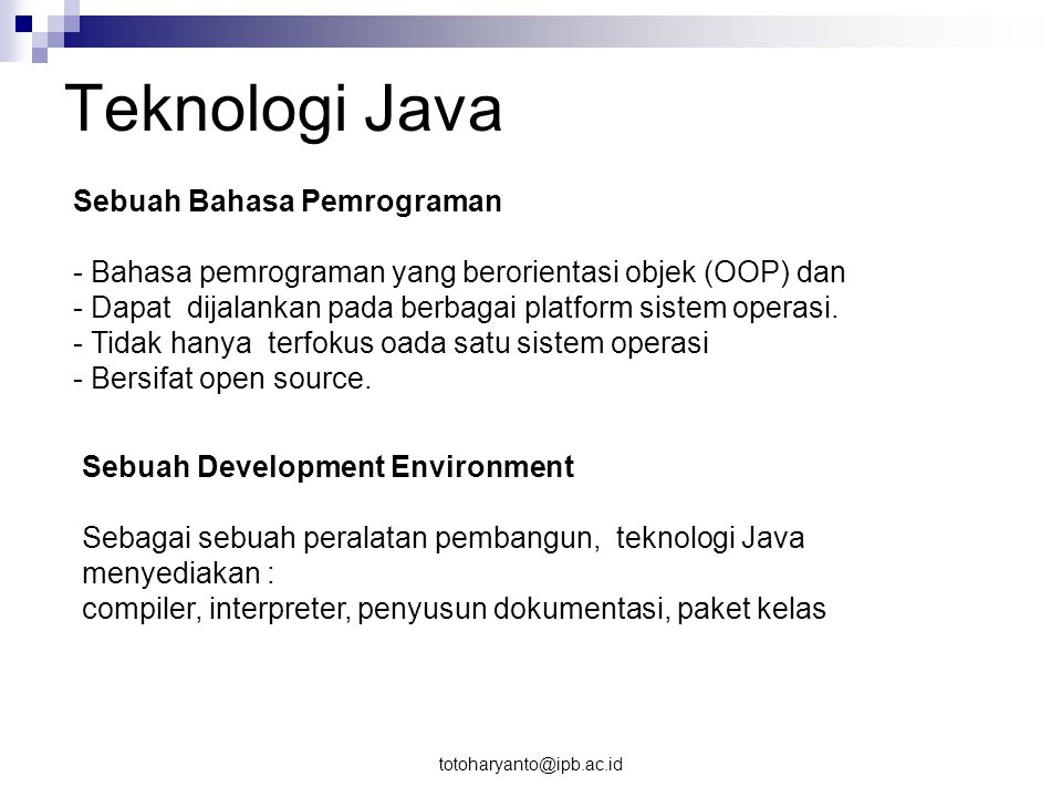 Teknologi Java Sebuah Bahasa Pemrograman