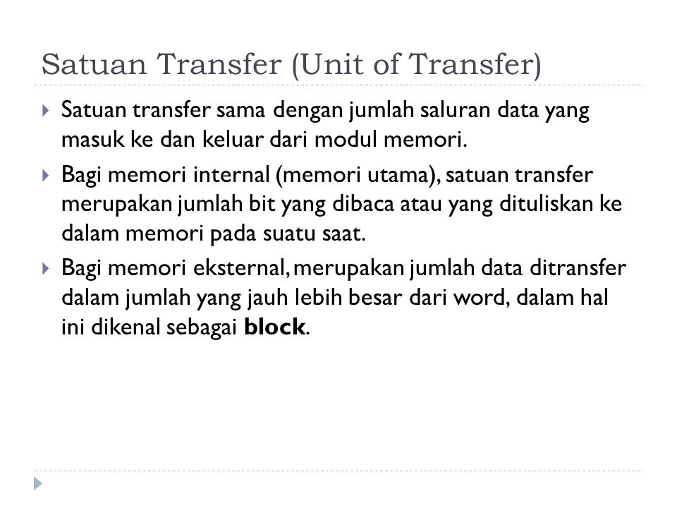 Satuan Transfer (Unit of Transfer)