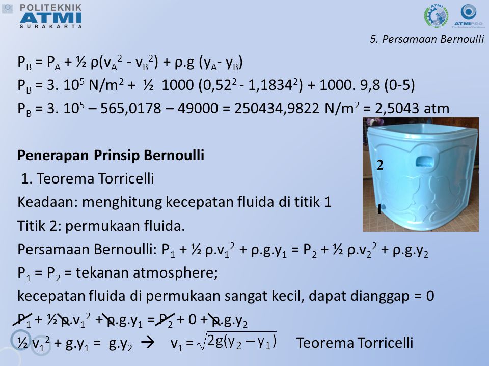 5. Persamaan Bernoulli