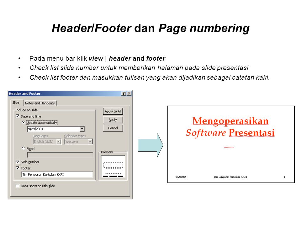 Header/Footer dan Page numbering