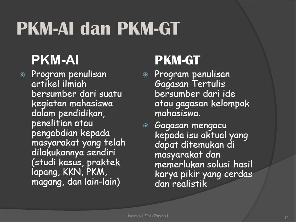 PKM-AI dan PKM-GT PKM-AI.