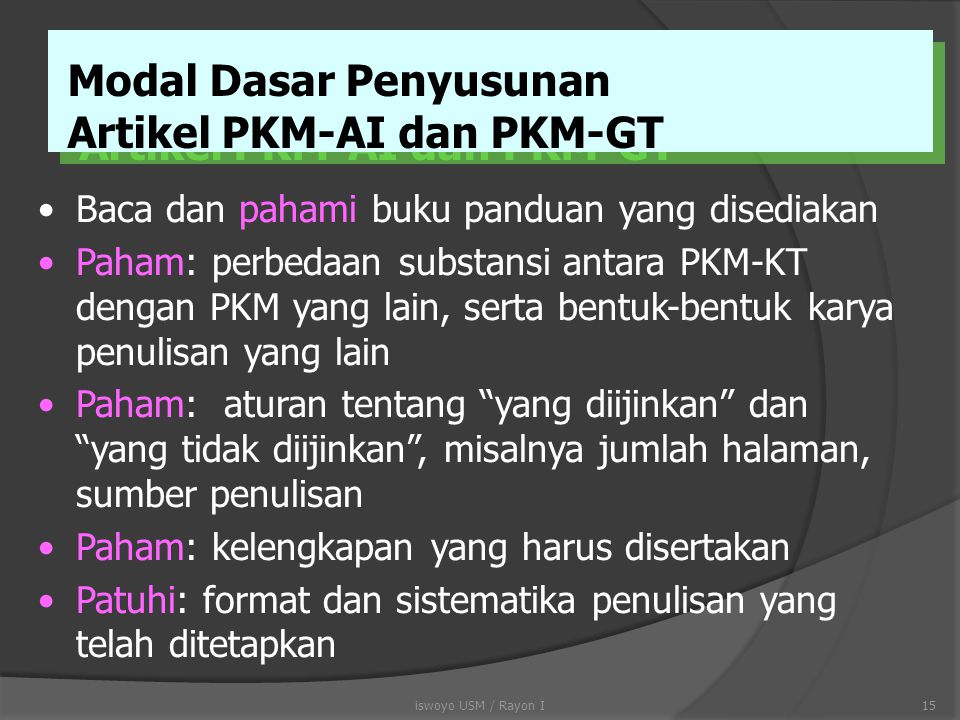 Modal Dasar Penyusunan Artikel PKM-AI dan PKM-GT