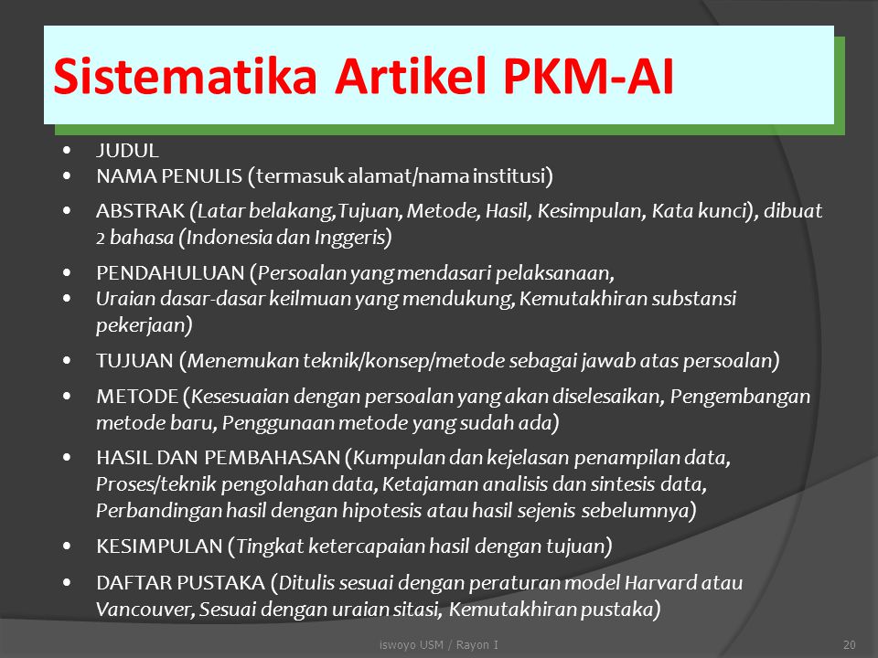 Sistematika Artikel PKM-AI